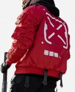 Fabric of the Universe Techwear Graphic Red Bomber Jacket