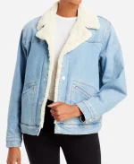 Free People MOTHER Off-the-Grind Blue Sherpa Jacket