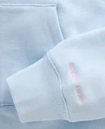 Gap × Sandy Liang Vegan Fur-Trim Crop Zip Harbour Blue Hoodie