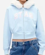 Gap × Sandy Liang Vegan Fur-Trim Crop Zip Hoodie