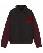 HUGO x RB Isack Alexandre Hadjar Varsity Grey And Maroon Bomber Jacket