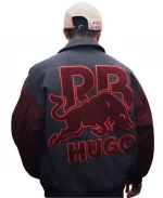 HUGO x RB Isack Alexandre Hadjar Varsity Grey & Maroon Bomber Jacket