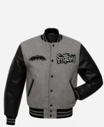 Halloween Party Spooky Grey Bomber Varsity Jacket - For Sale