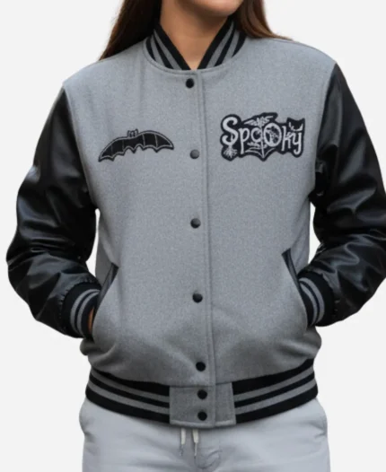 Halloween Spooky Grey Varsity Jacket