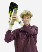 Jannik Sinner Erste Bank Open 2025 Mock Neck Design Full-Zip Track Jacket - Maroon