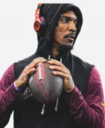 Jayden Daniels Washington Commanders 2025 Sideline Black Sleeveless Hoodie