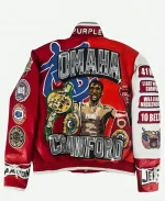  Jeff Hamilton x Purple World Champion Terence Allan Omaha Crawford Red & White Leather Jacket
