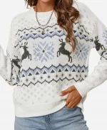 Jess Brown Santa Tell Me Darcy Jacquard Knitted White Long Sleeve Sweatshirt