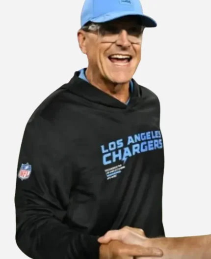 Jim Harbaugh Los Angeles Chargers 2025 Sideline Hoodie T-Shirt