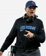 Jim Harbaugh Los Angeles Chargers 2025 Sideline Long Sleeve Black Pullover Hoodie T-Shirt