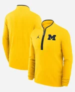 Jordan Brand Dusty May Michigan Wolverines Victory Half-Zip Sweatshirt - White, Navy, Yellow