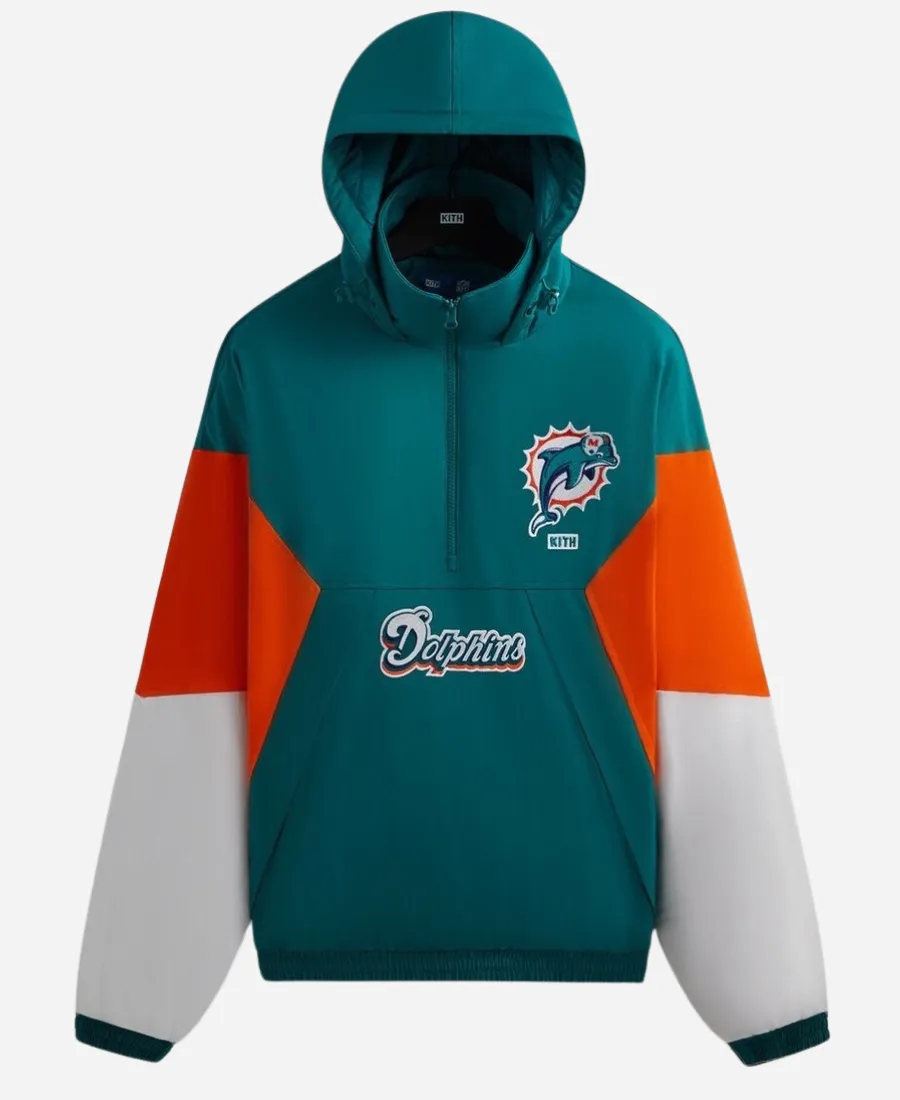 Kith Miami Dolphins Quarter Zip Anorak Jacket With Hood Kith Miami Dolphins Quarter Zip Anorak Jacket With Hood