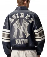 Kith X AVIREX Jason Alexander For The New York Yankees Blue Leather Jacket