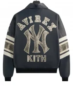 Kith X AVIREX x Jason Alexander For The New York Yankees Blue Leather Jacket