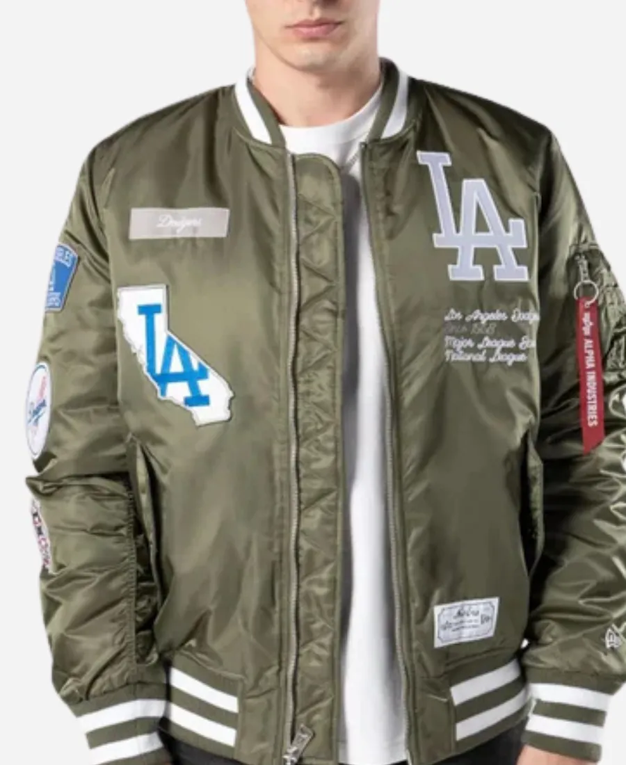 LA Dodgers MLB X Alpha Green Bomber Jacket LA Dodgers MLB X Alpha Green Bomber Jacket