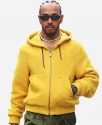 Lewis Hamilton 2025 U.S. F1 Grand Prix Yellow Zip-Up Hoodie