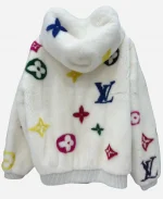 Louis Vuitton Mink Fur Fluffy Hoodie Multicolor Coat