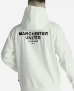  Manchester United Men’s Back Print Overhead Cream Pullover Hoodie