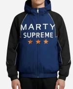 Marty Supreme Black and Blue Hooded Jacket