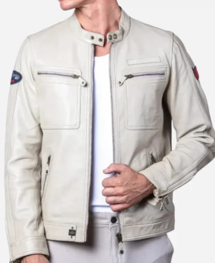 McQueen Dennis 2 ECRU Genuine Leather Jacket