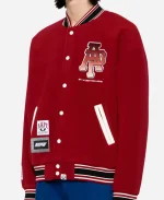 Men's AAPE BY A BATHING APE logo Red varsity jacket