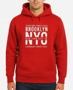 Men's ADRO Brooklyn NYC Printed Pullover Hoodie - Red