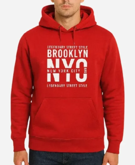 Men's ADRO Brooklyn NYC Printed Pullover Hoodie - Red