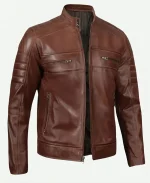Men’s Café Moto Racer Brown Leather Jacket - For Sale