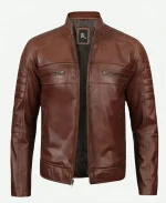 Men’s Cafe Racer Brown Leather Jacket