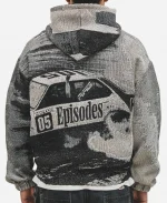 Men's DRIFT Tapestry Black And White Zip Up Hoodie