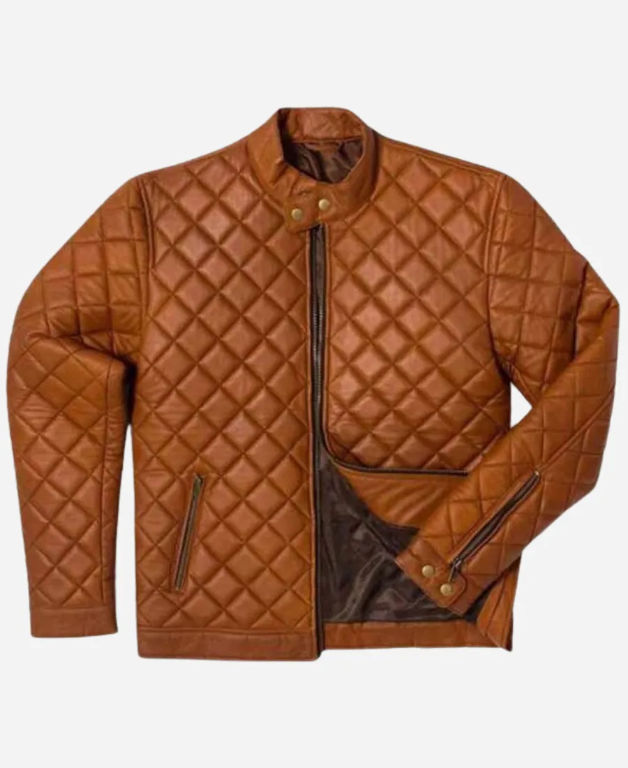 Men’s Decant Slim Fit Quilted Biker leather Jacket Men’s Decant Slim Fit Quilted Biker leather Jacket