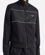 Men's Farfetch x Prada Re-Nylon Panelled Black Zip-Up Jacket 