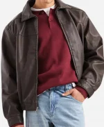 Men’s Hollister Harrington Brown Vegan Leather jacket