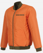 Men's JH Design Chicago Bears Nylon Full-Zip Reversible Orange Bomber Jacket