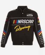 Men’s NASCAR JH Design Twill Driver Uniform Black Full-Snap Jacket