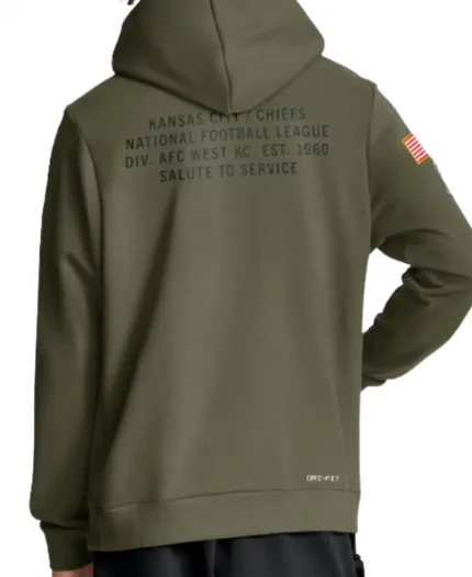 Men's Nike Kansas City Chiefs 2025 Salute to Service Sideline Standard Issue Dri-FIT Olive Hoodie