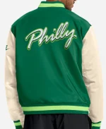 Men’s Nike Philadelphia Eagles Rewind Legacy Full-Snap Kelly Green-Cream Bomber Jacket