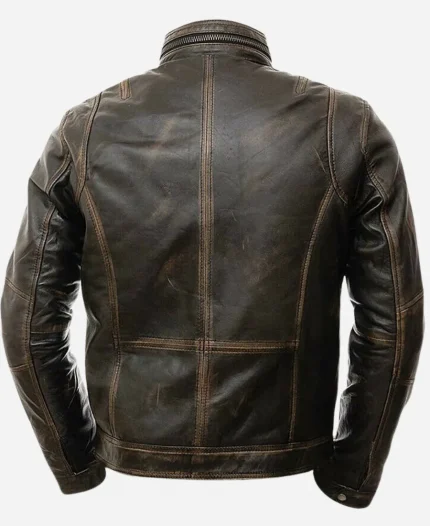 Men’s Vintage Brown New Cafe Racer Distressed Dark Brown Leather Jacket