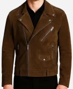 Michael Buble The Voice S28 TV Series Motorcycle Brown Suede Leather Jacket