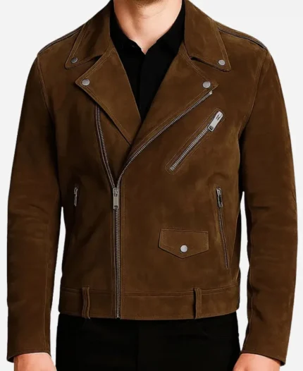 Michael Buble The Voice S28 TV Series Motorcycle Brown Suede Leather Jacket