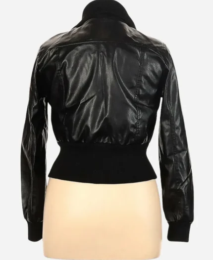 Miley Cyrus & Max Azria Women Black Faux Leather Jacket