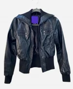 Miley Cyrus & Max Azria Women Black Leather Jacket