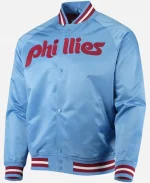 Mitchell & Ness Philadelphia Phillies Cooperstown Collection Satin Raglan Blue Varsity Jacket