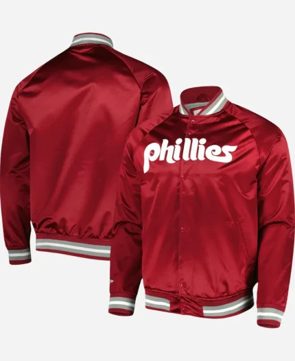 Mitchell & Ness Philadelphia Phillies Cooperstown Collection Satin Raglan Full-Snap Varsity Jacket