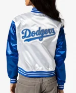 Mitchell and Ness Los Angeles Women’s White & Blue Cropped Full-Snap Jacket