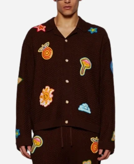 Motif Crochet Polo Shirt