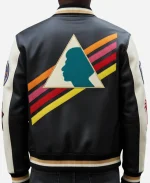 Multi Color Triangle Leather Varsity Jacket