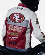 NFL San Francisco 49ers Leather Moto Jacket - Red & White