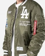 New Era Cap x Los Angeles Dodgers MLB x Alpha Industries Green Bomber Jacket