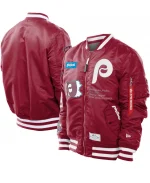 New Era x Alpha Industries Philadelphia Phillies Maroon Full-Zip Bomber Jacket